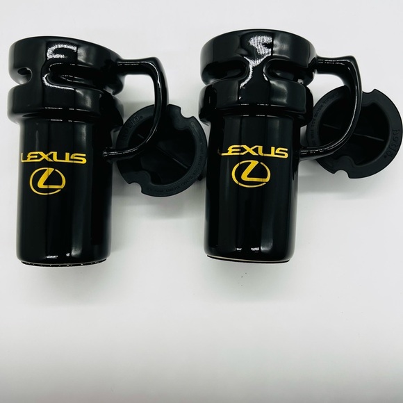 Set Of 2 Black Travel Mugs With Lexus Logo - Picture 1 of 14